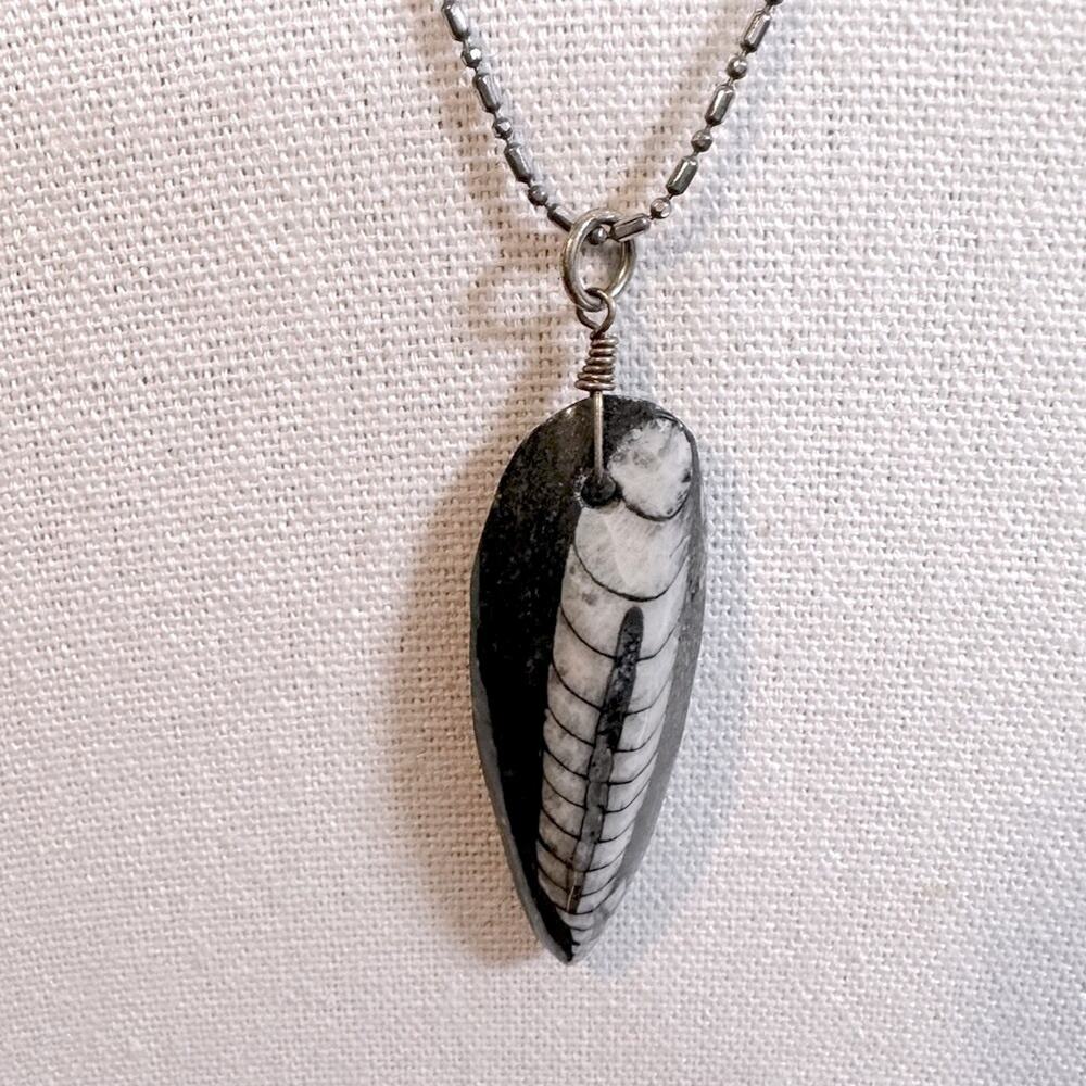 Artisan Crafted Orthoceras Pendant Chain Necklace Casual Boho Bohemian Festival